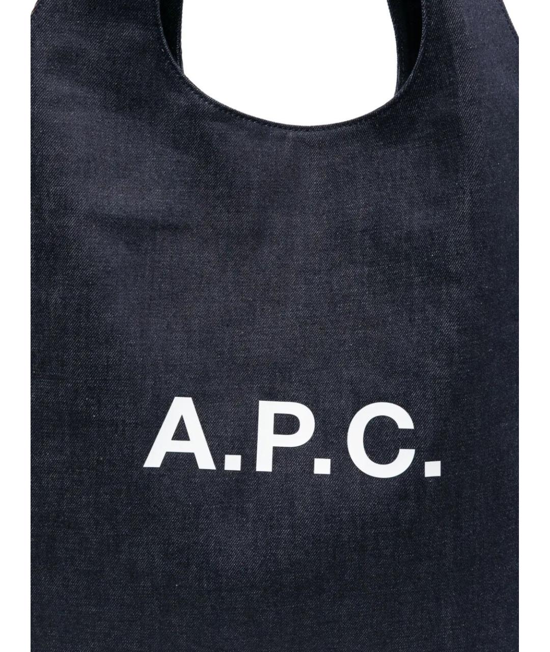 A.P.C. Темно-синяя хлопковая сумка тоут, фото 5