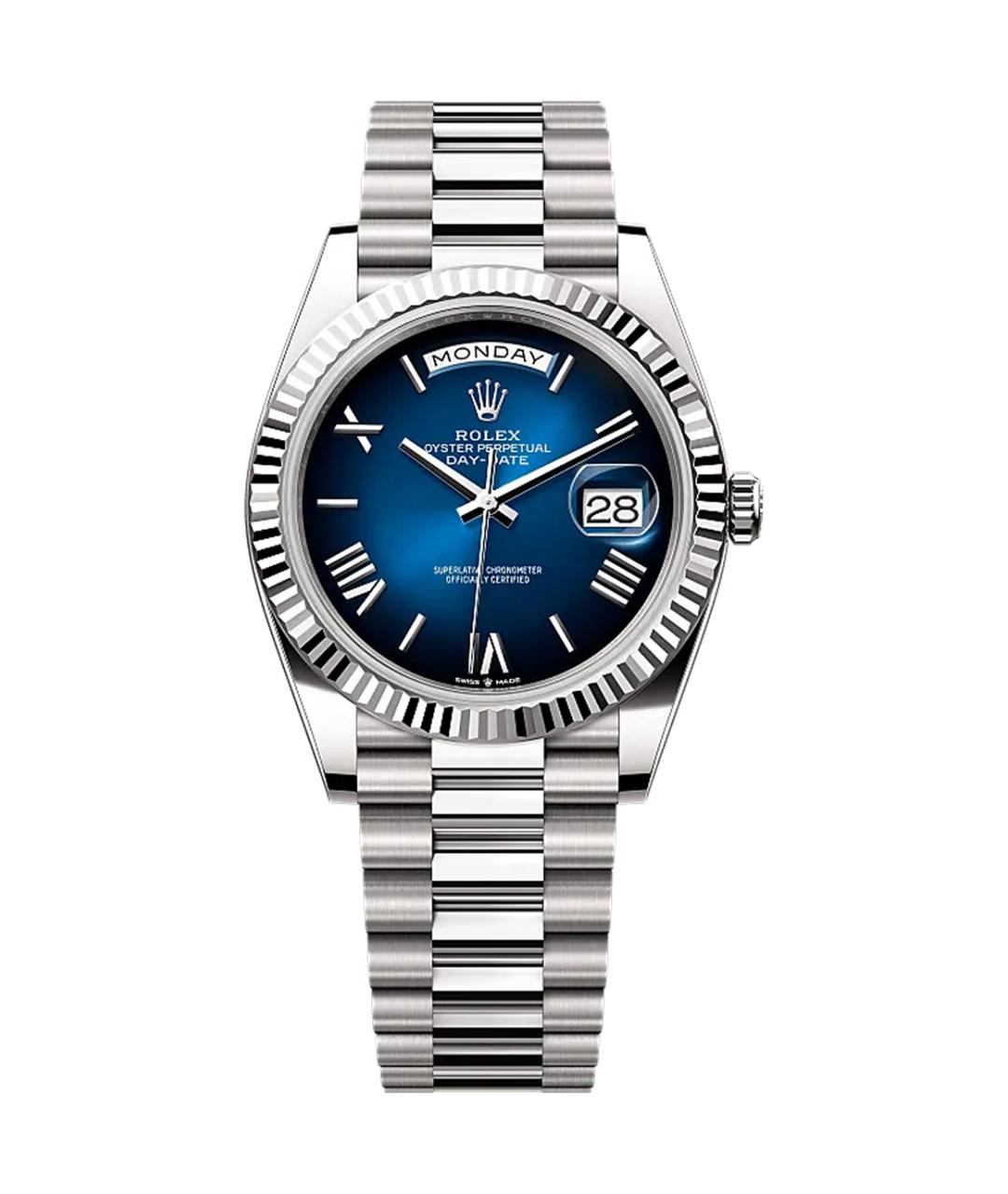 ROLEX Синие часы из белого золота, фото 1