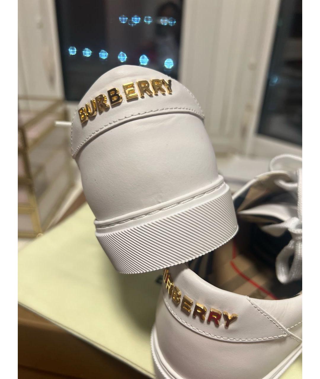BURBERRY Белые кожаные кеды, фото 3