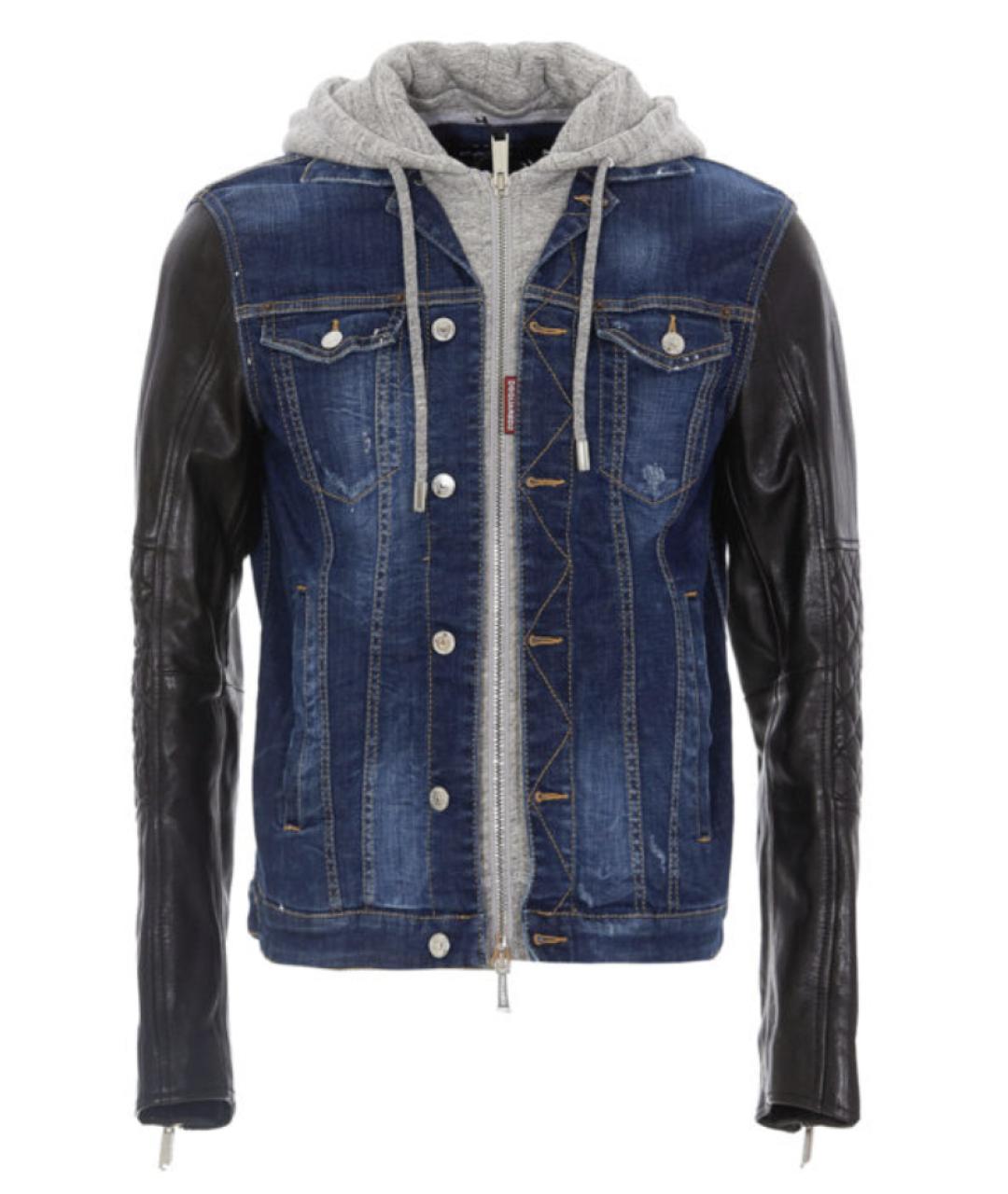 DSQUARED2 Синяя кожаная куртка, фото 8