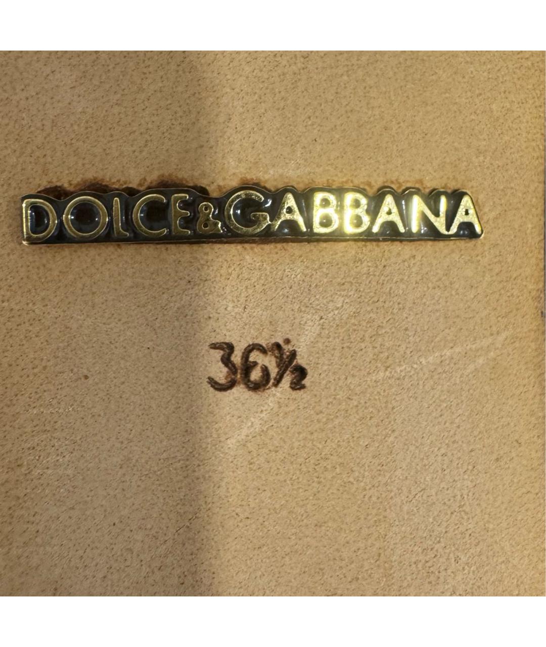 DOLCE&GABBANA Бежевые кожаные туфли, фото 4