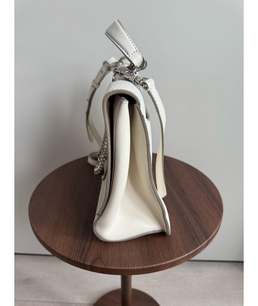 JIMMY CHOO Белая кожаная сумка с короткими ручками, фото 5