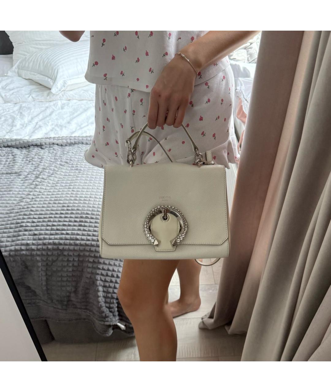 JIMMY CHOO Белая кожаная сумка с короткими ручками, фото 8
