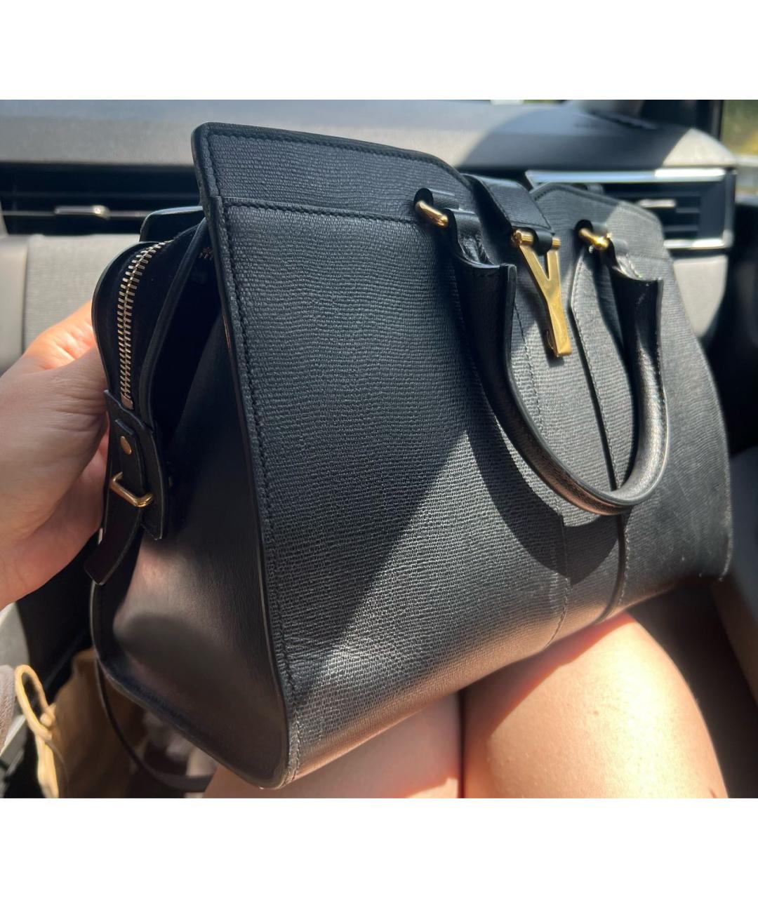 SAINT LAURENT Черная кожаная сумка тоут, фото 3