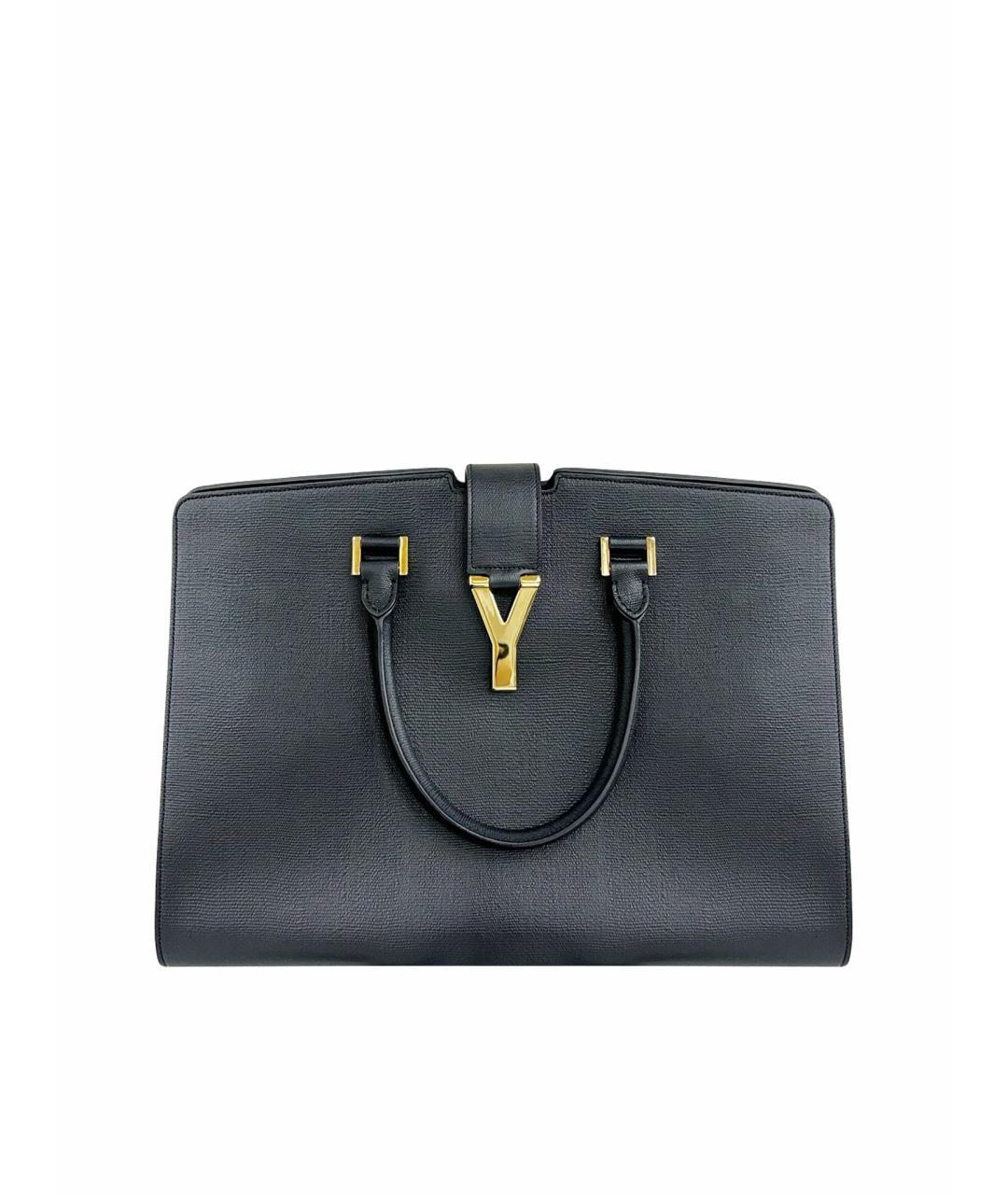 SAINT LAURENT Черная кожаная сумка тоут, фото 1