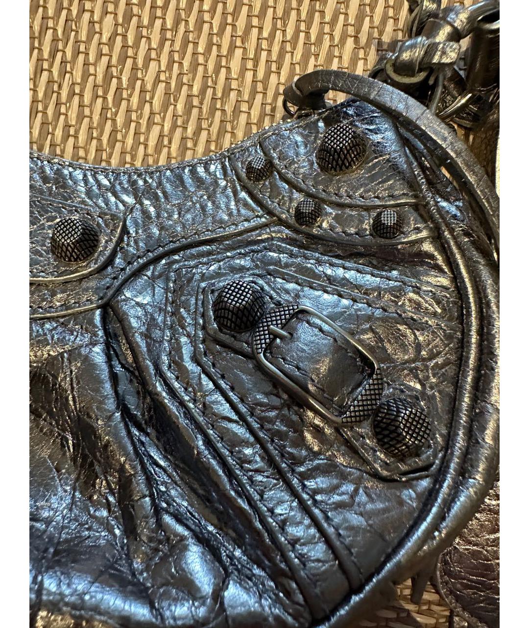 BALENCIAGA Серебряная кожаная сумка через плечо, фото 3