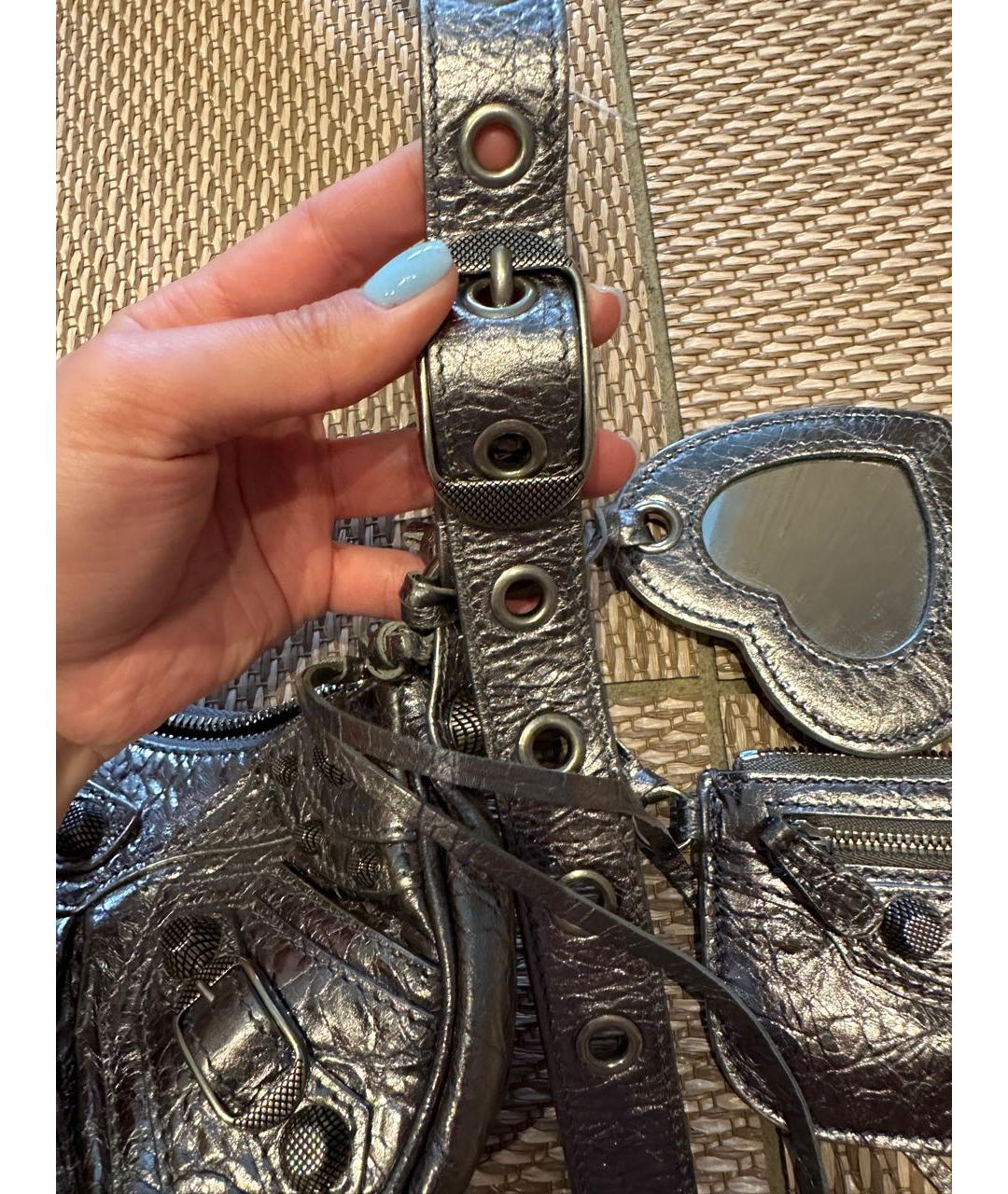 BALENCIAGA Серебряная кожаная сумка через плечо, фото 4