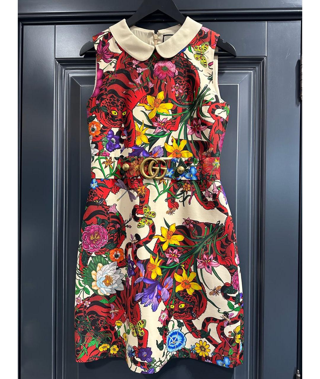 GUCCI Бежевое шелковое повседневное платье, фото 6
