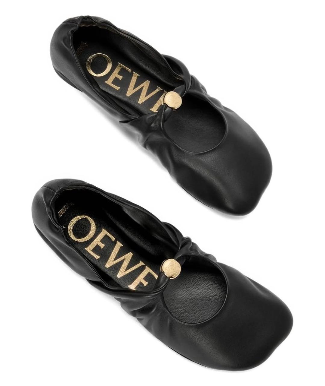 LOEWE Черные кожаные босоножки, фото 3