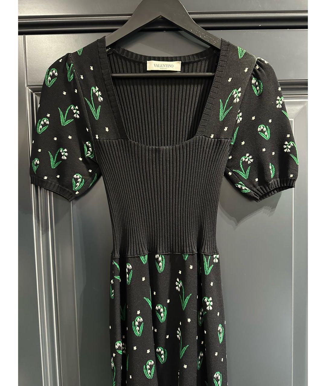 VALENTINO Черное вискозное повседневное платье, фото 3