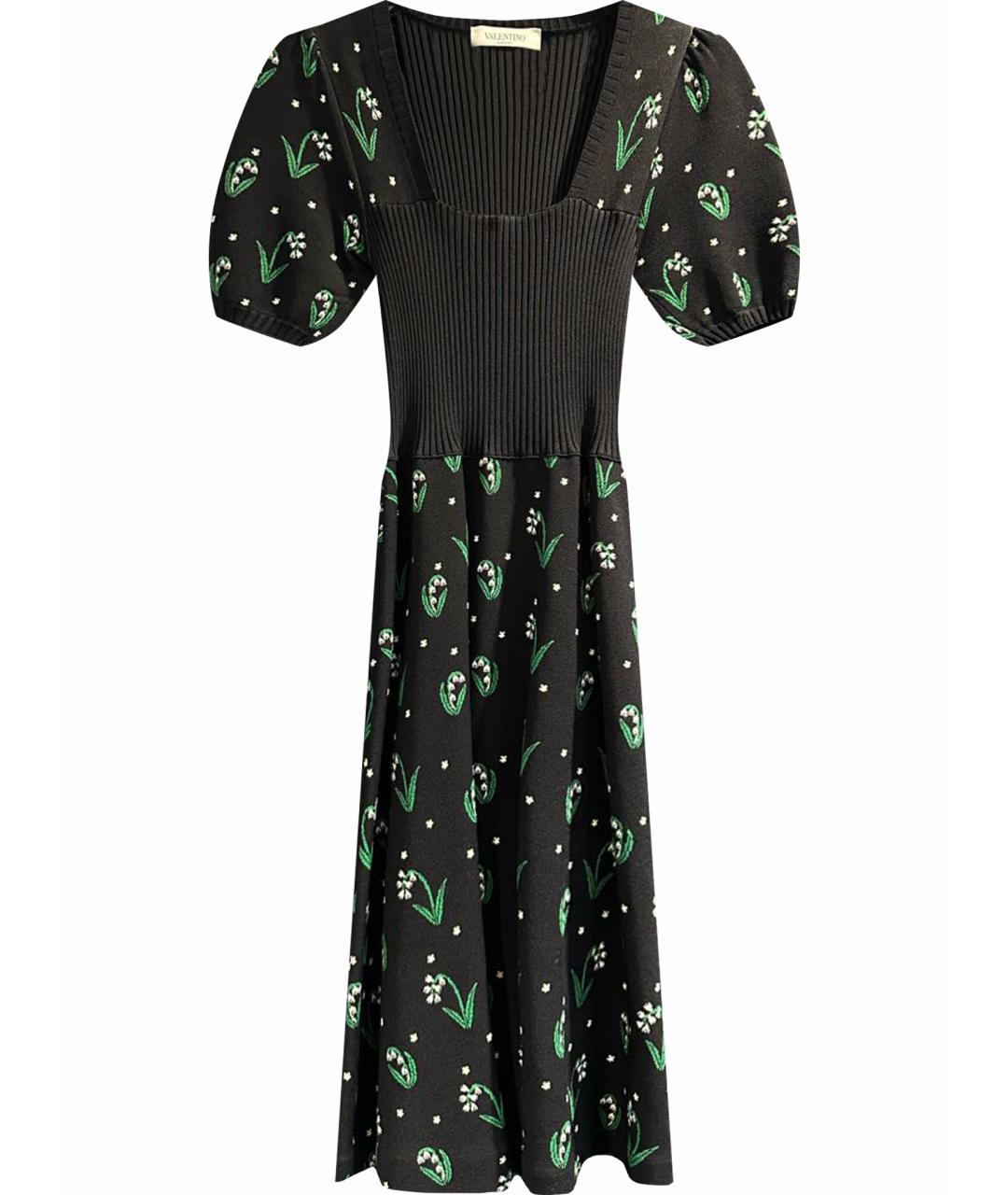 VALENTINO Черное вискозное повседневное платье, фото 1