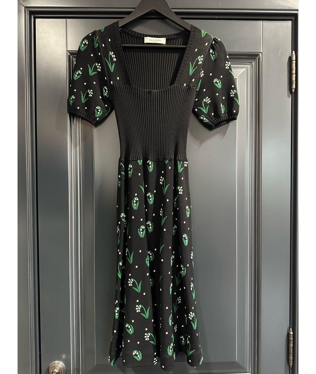 VALENTINO Черное вискозное повседневное платье, фото 7
