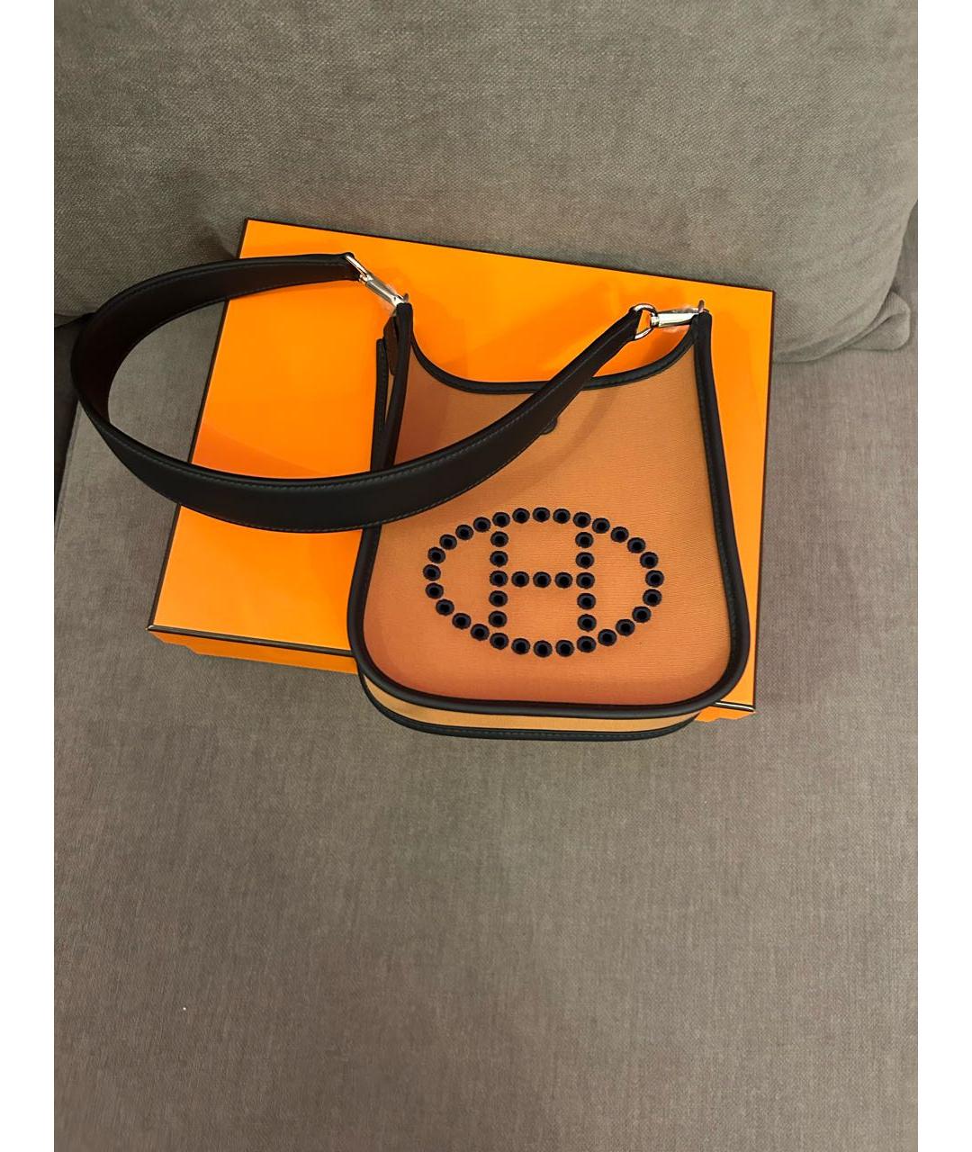 HERMES Оранжевая тканевая сумка через плечо, фото 3