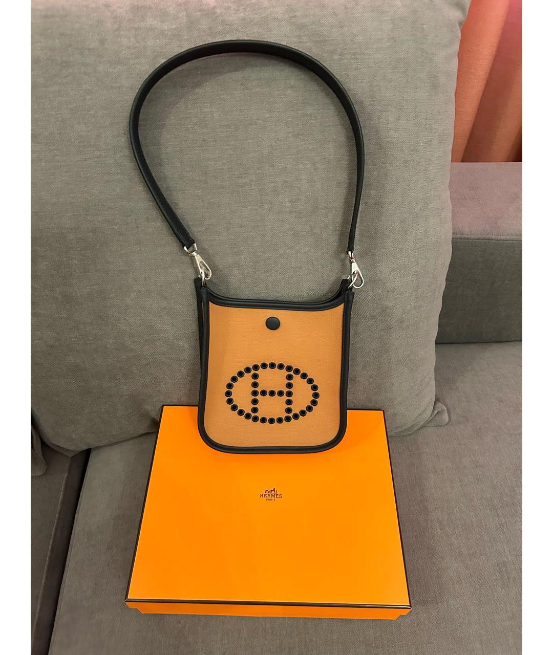 HERMES Оранжевая тканевая сумка через плечо, фото 4