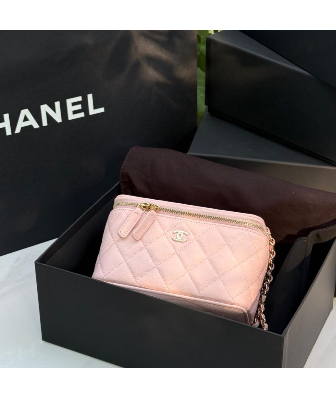 CHANEL Розовая кожаная сумка через плечо, фото 6