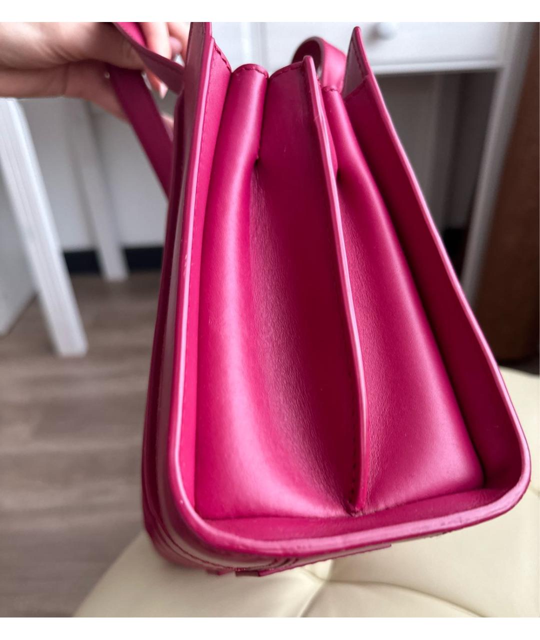 MAX MARA Фуксия кожаная сумка тоут, фото 7