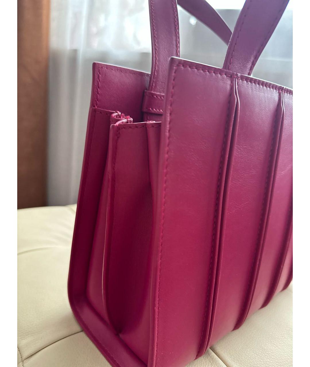 MAX MARA Фуксия кожаная сумка тоут, фото 2
