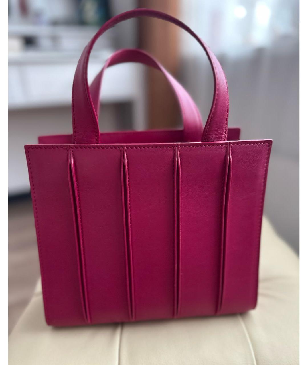 MAX MARA Фуксия кожаная сумка тоут, фото 3