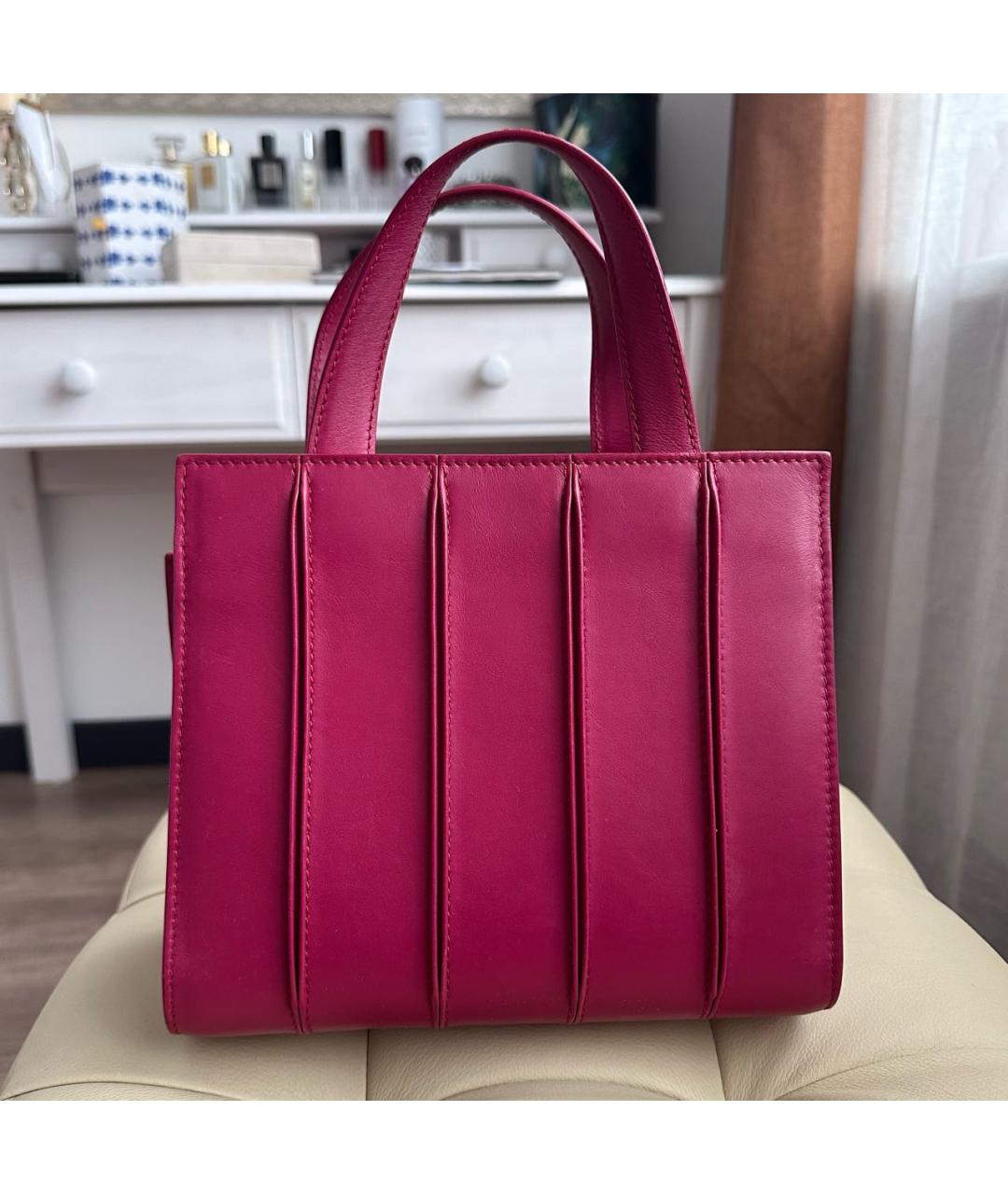 MAX MARA Фуксия кожаная сумка тоут, фото 9