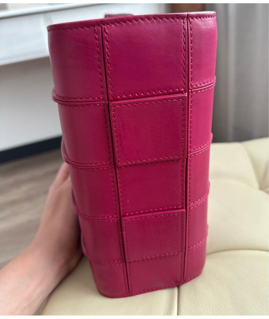MAX MARA Фуксия кожаная сумка тоут, фото 5