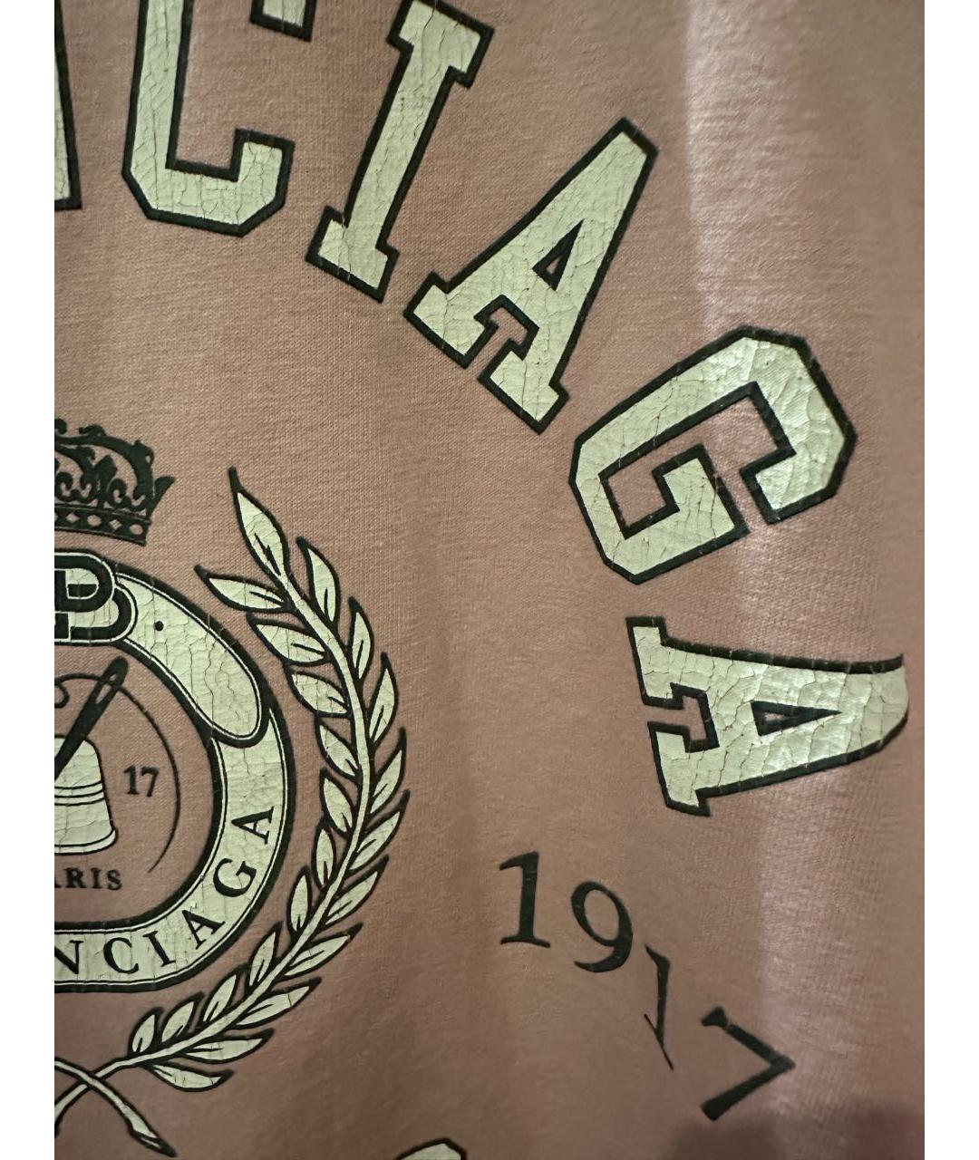 BALENCIAGA Розовая хлопковая футболка, фото 3