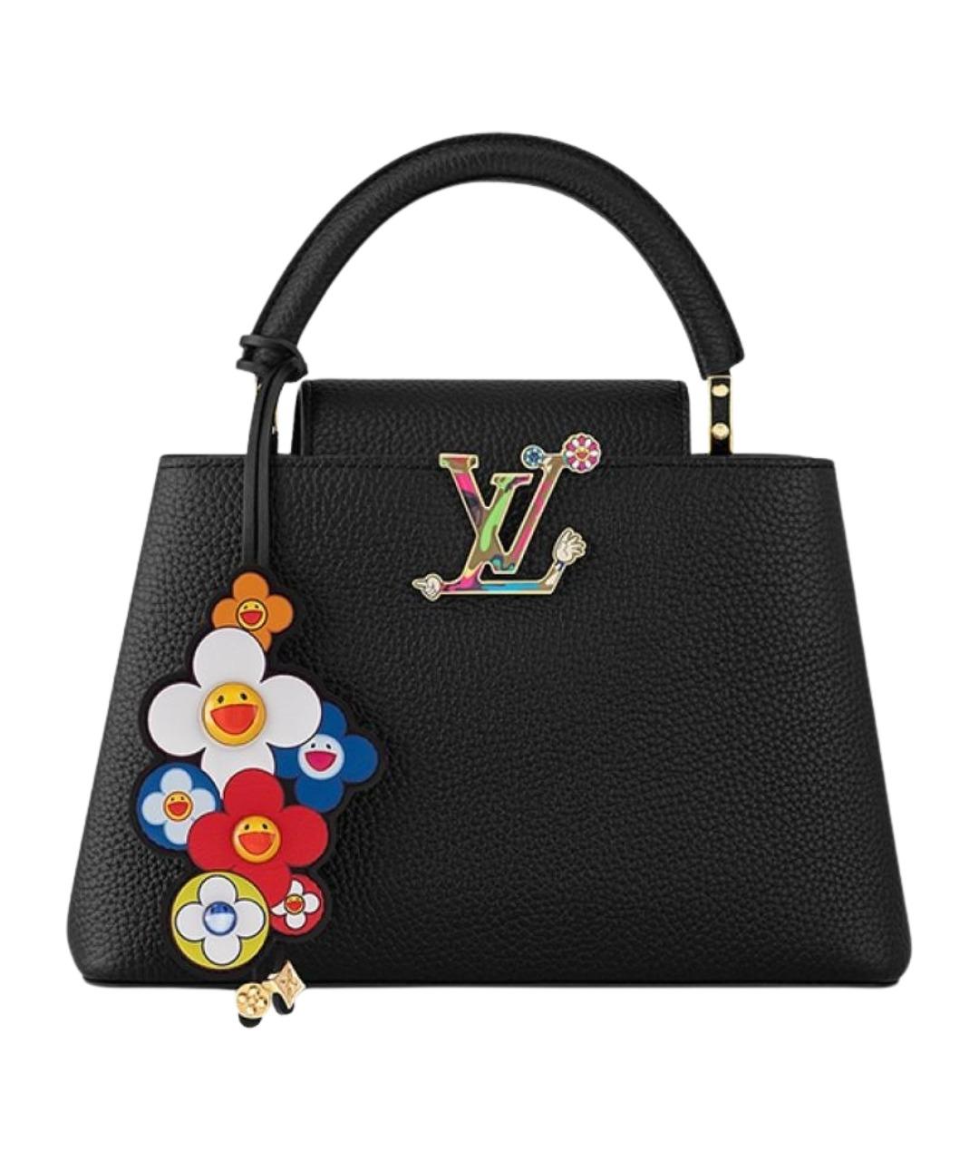 LOUIS VUITTON Черная кожаная сумка с короткими ручками, фото 1