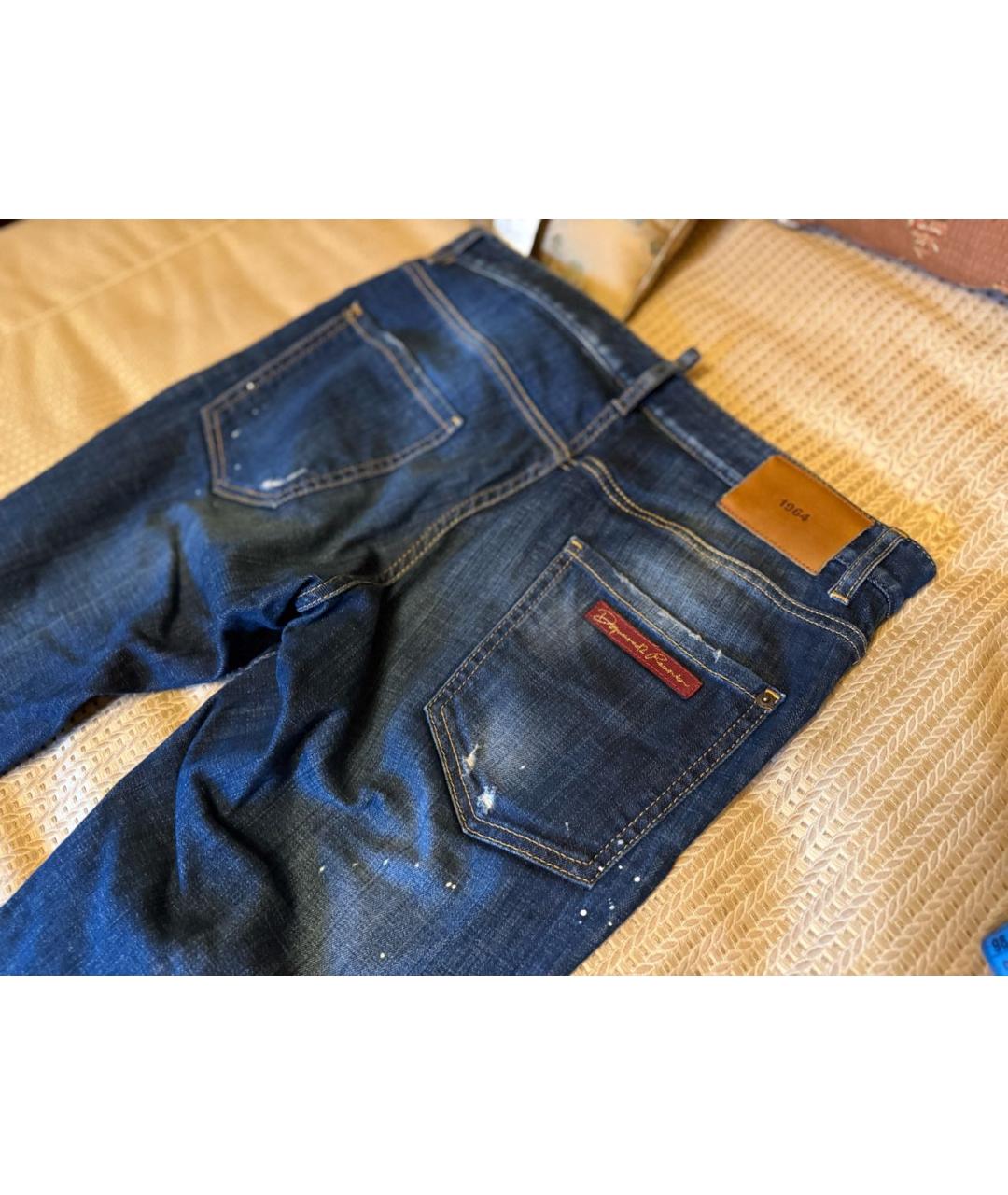 DSQUARED2 Темно-синие хлопко-эластановые джинсы скинни, фото 7