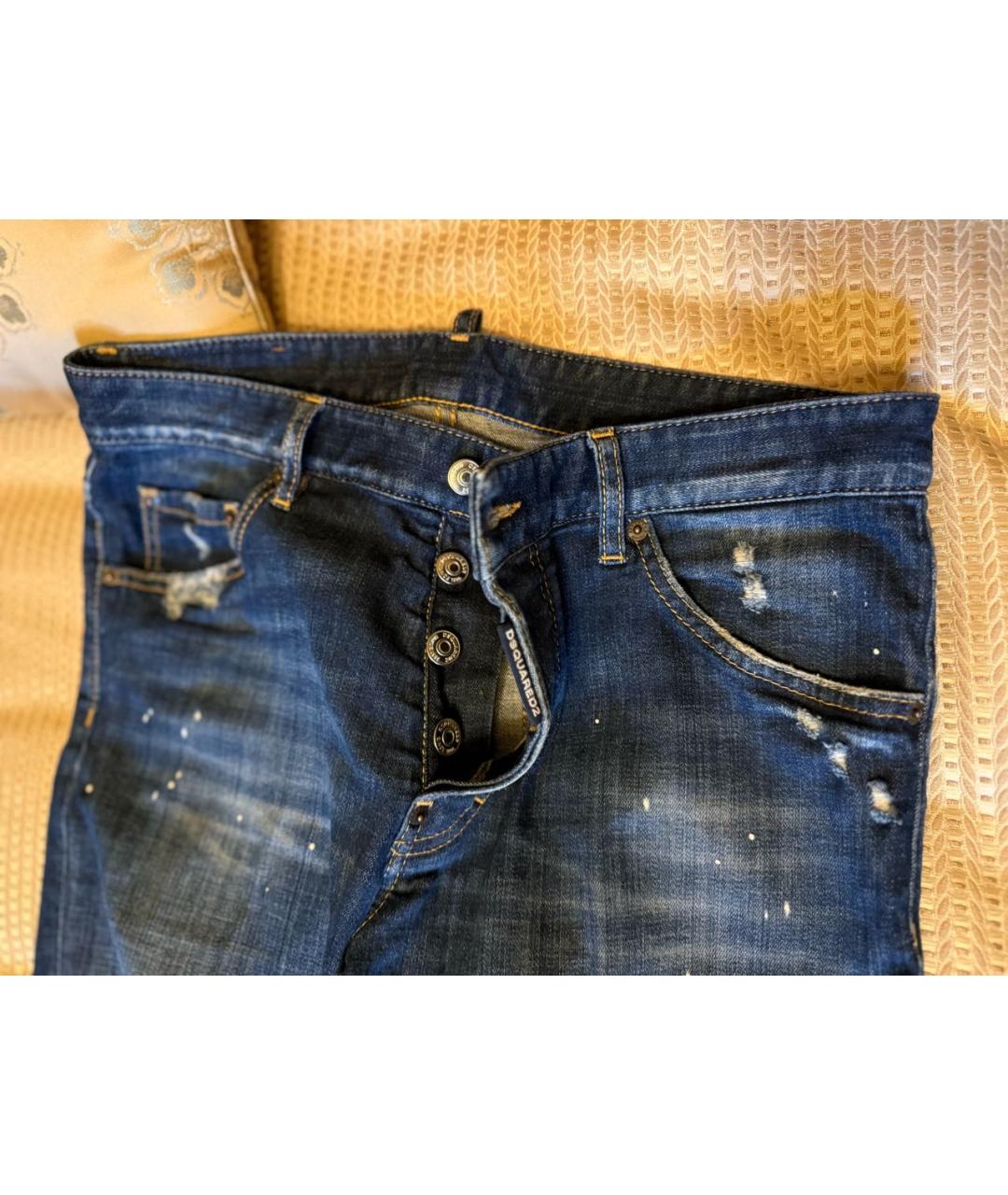 DSQUARED2 Темно-синие хлопко-эластановые джинсы скинни, фото 6