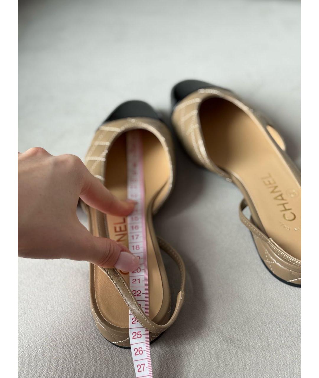 CHANEL Бежевые кожаные туфли, фото 6