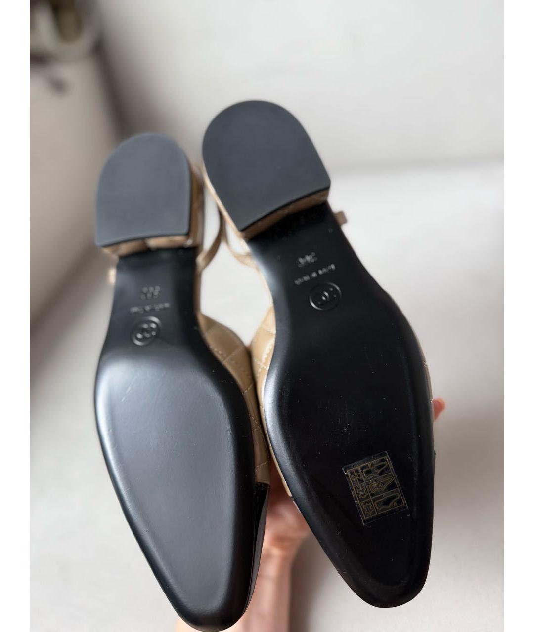 CHANEL Бежевые кожаные туфли, фото 5