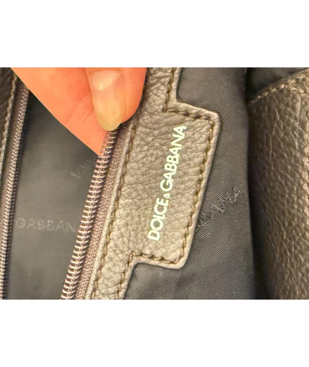 DOLCE&GABBANA Коричневая кожаная сумка тоут, фото 5