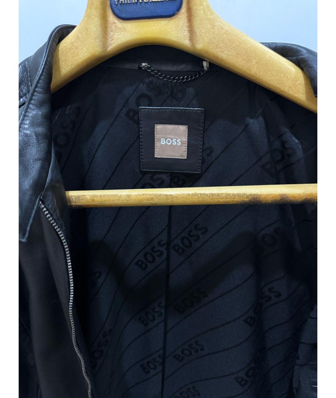 HUGO BOSS Черная кожаная куртка, фото 4