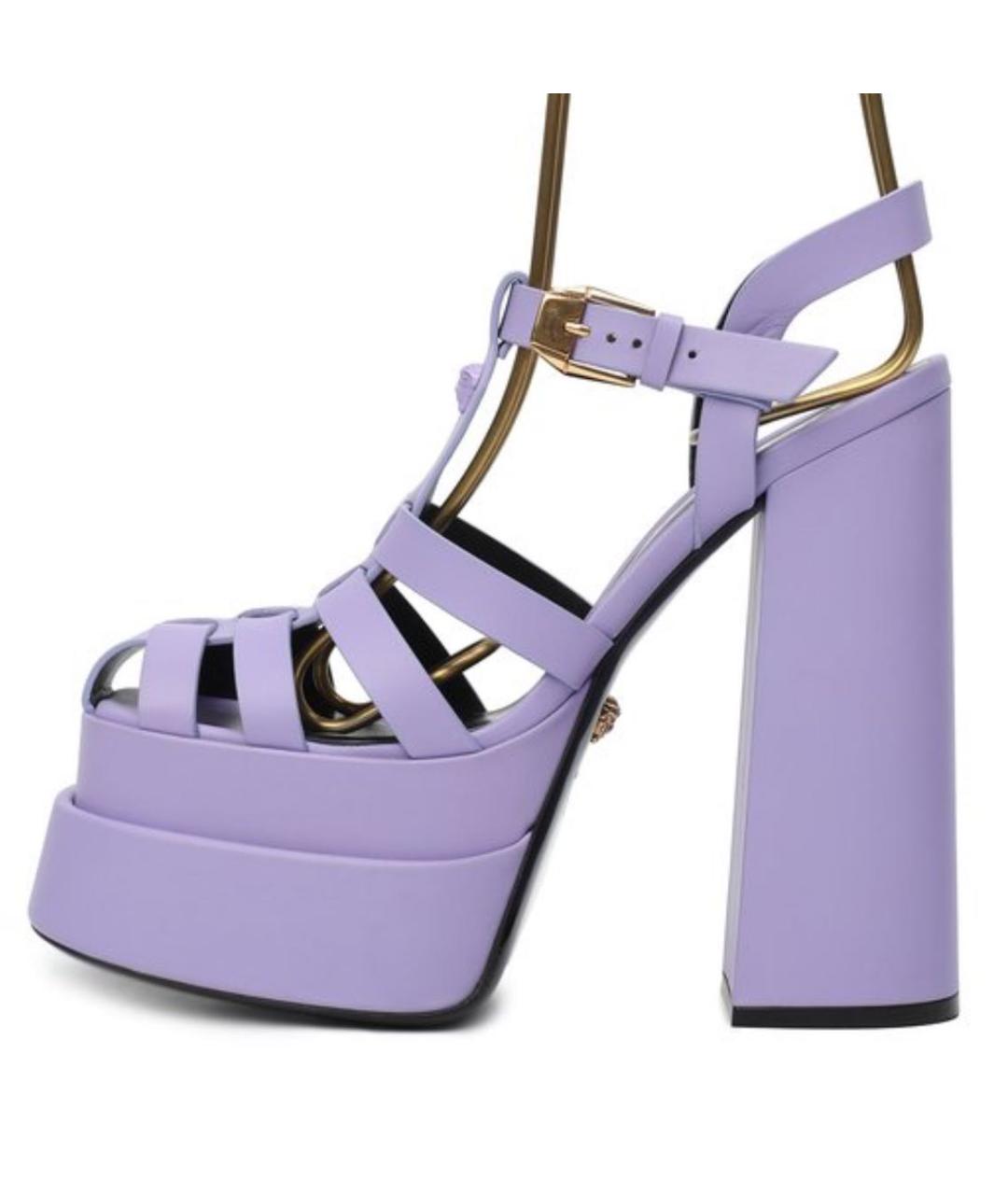 VERSACE Фиолетовые кожаные босоножки, фото 9