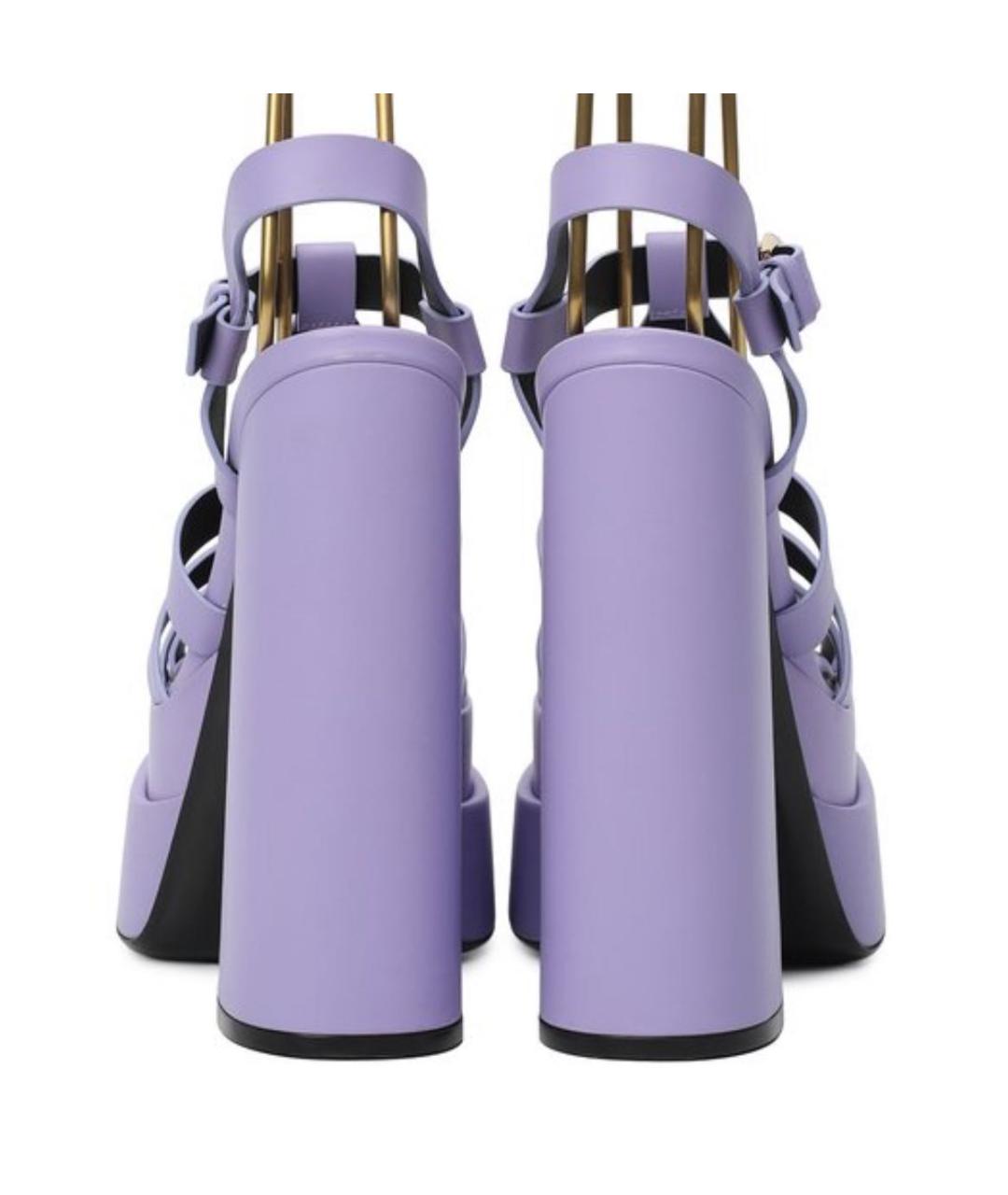 VERSACE Фиолетовые кожаные босоножки, фото 4