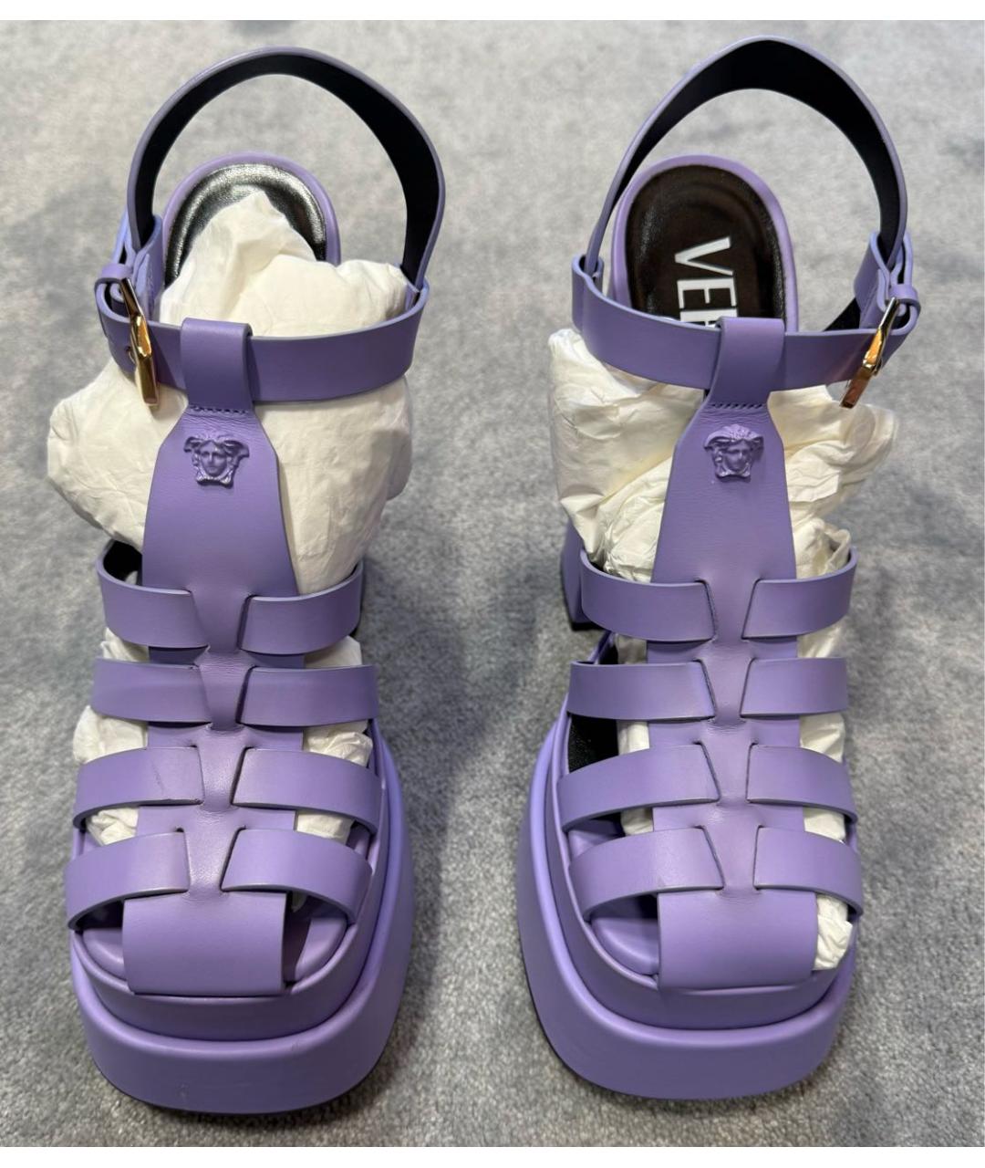 VERSACE Фиолетовые кожаные босоножки, фото 2