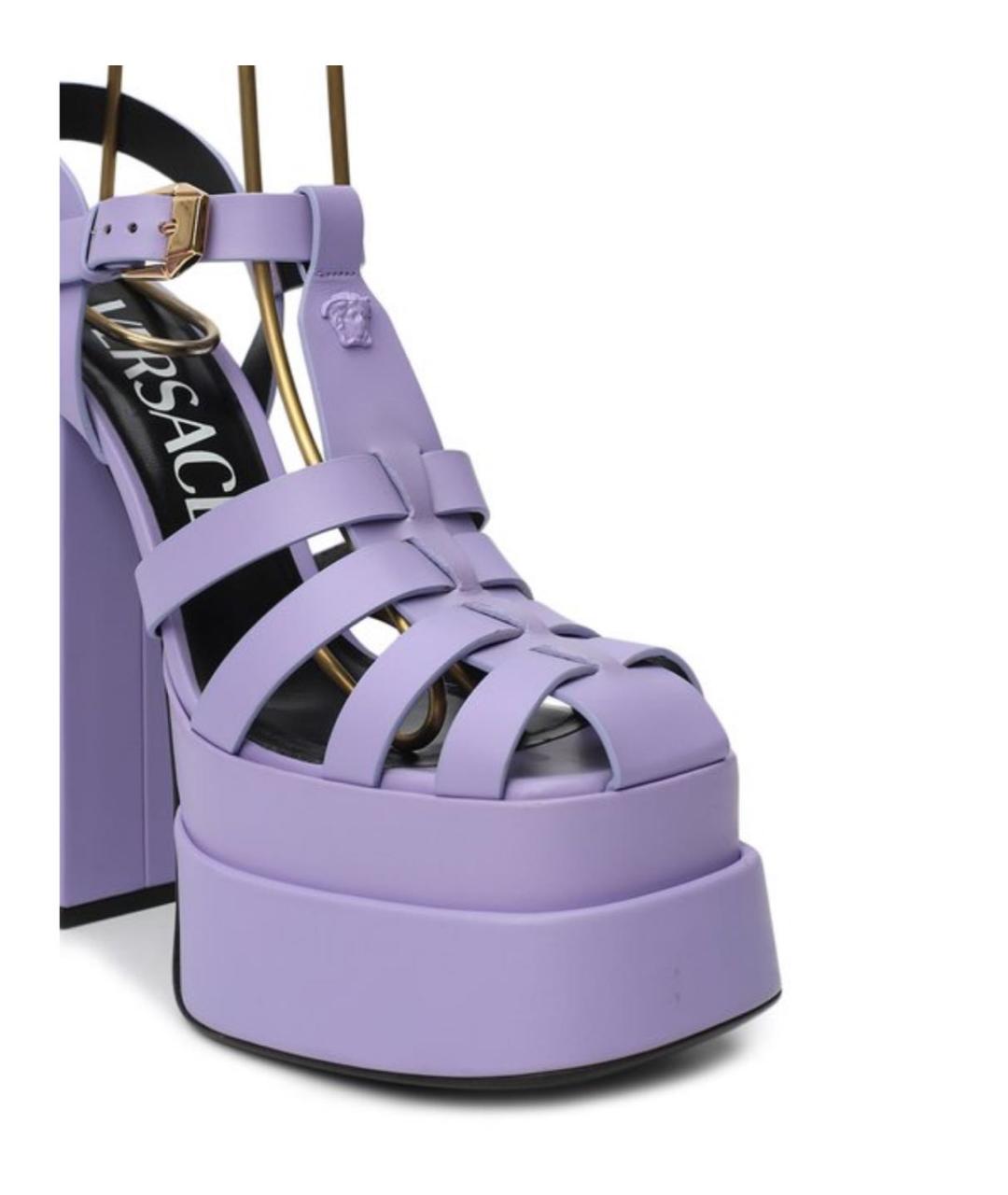 VERSACE Фиолетовые кожаные босоножки, фото 7