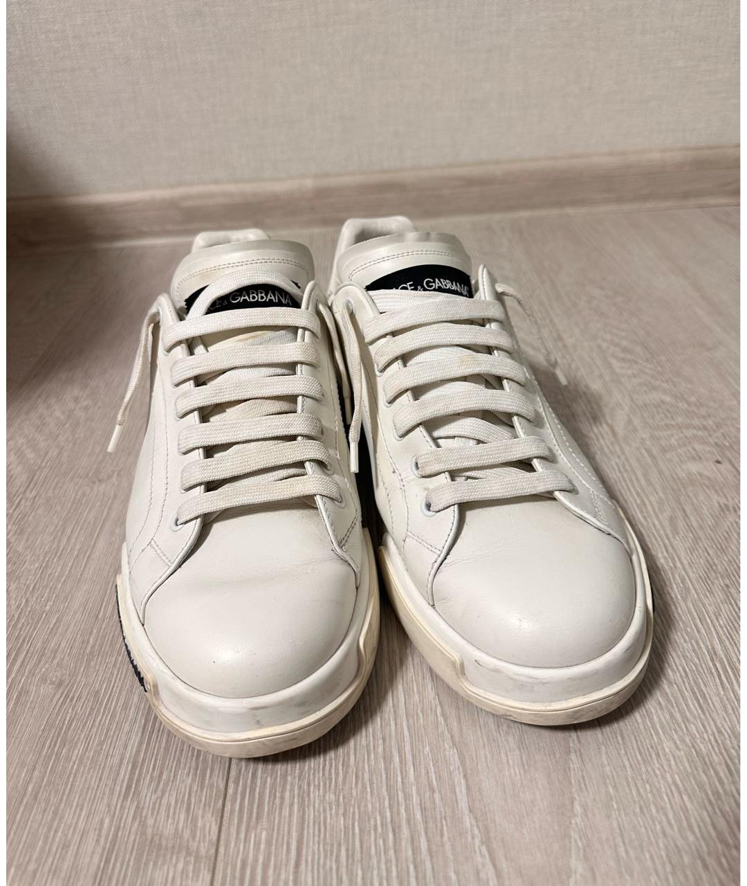 DOLCE&GABBANA Белые кожаные низкие кроссовки / кеды, фото 2