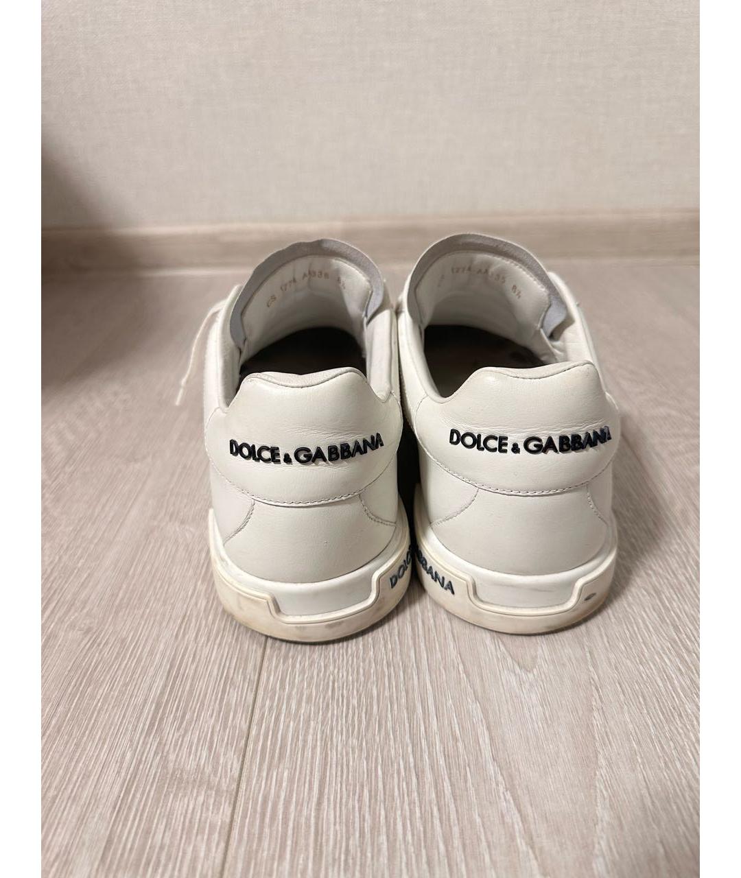 DOLCE&GABBANA Белые кожаные низкие кроссовки / кеды, фото 4
