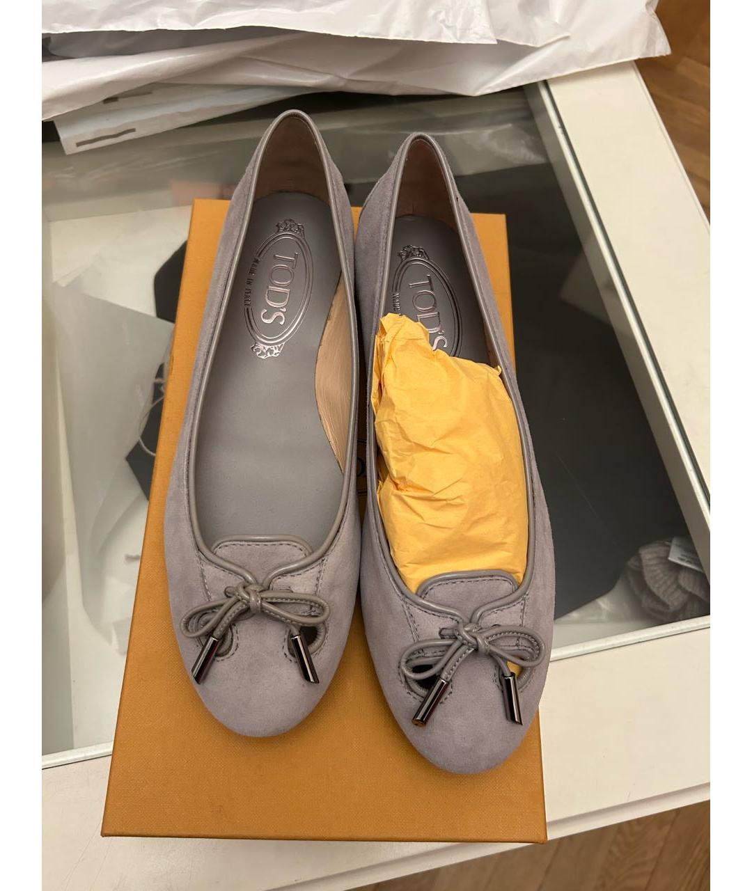 TOD'S Бежевые замшевые балетки, фото 2