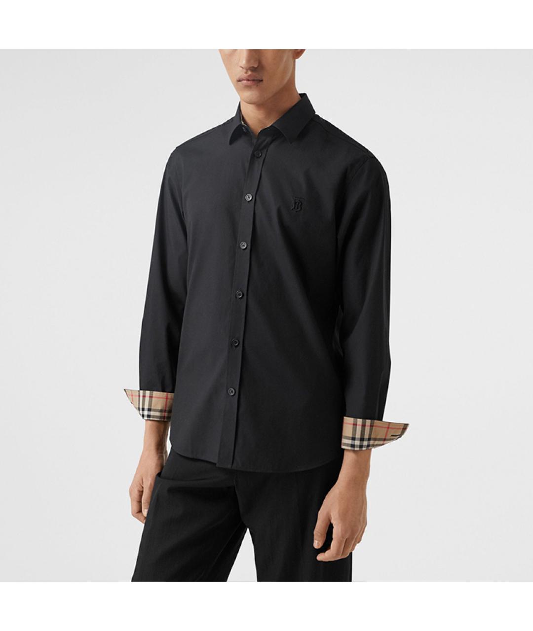 BURBERRY Черная хлопковая классическая рубашка, фото 4