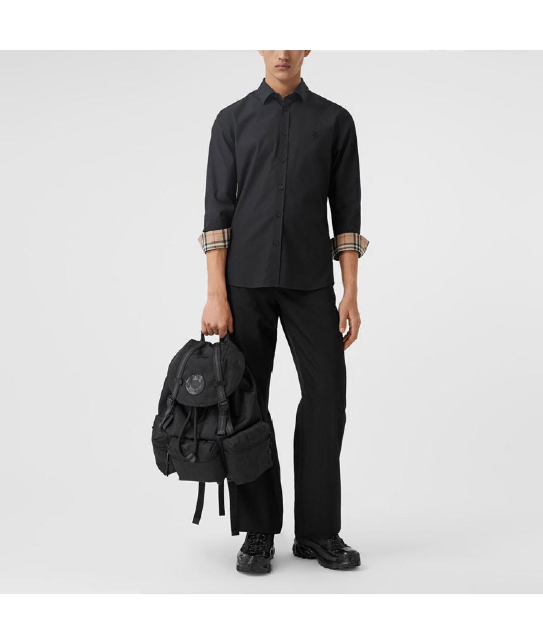 BURBERRY Черная хлопковая классическая рубашка, фото 3