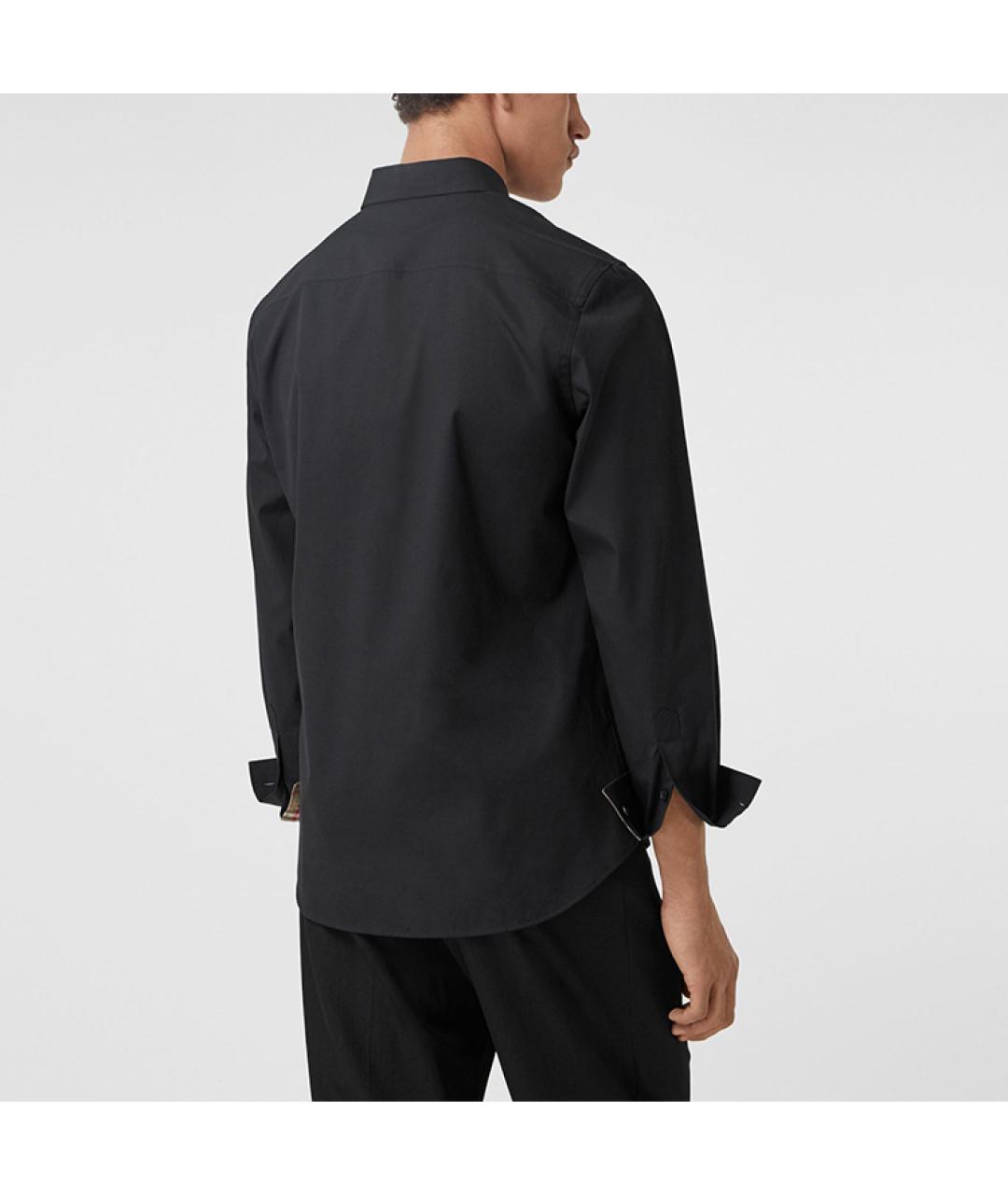 BURBERRY Черная хлопковая классическая рубашка, фото 5