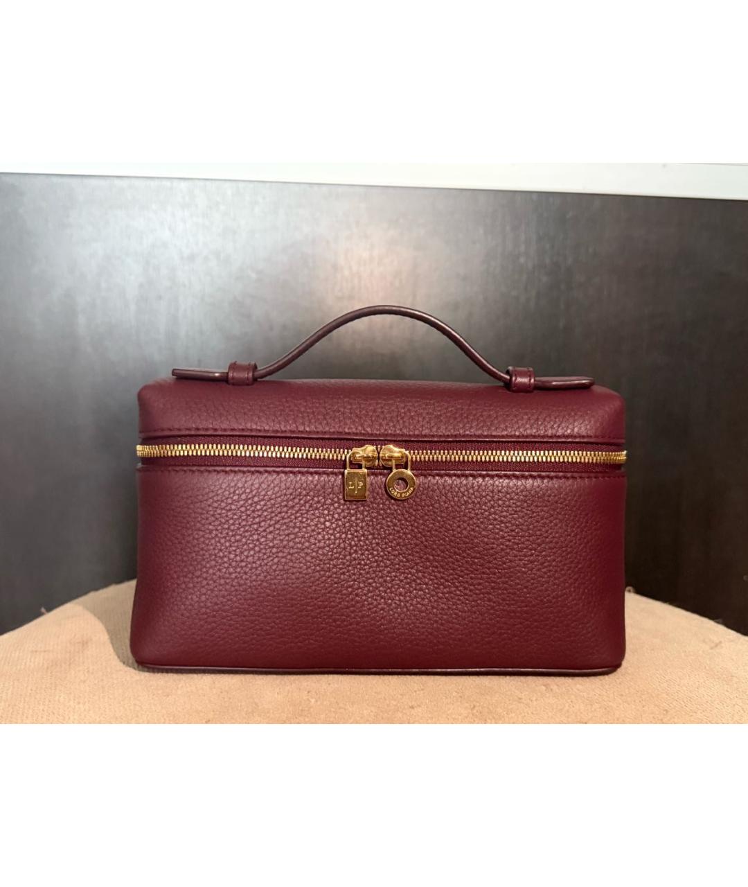 LORO PIANA Бордовая кожаная сумка с короткими ручками, фото 5