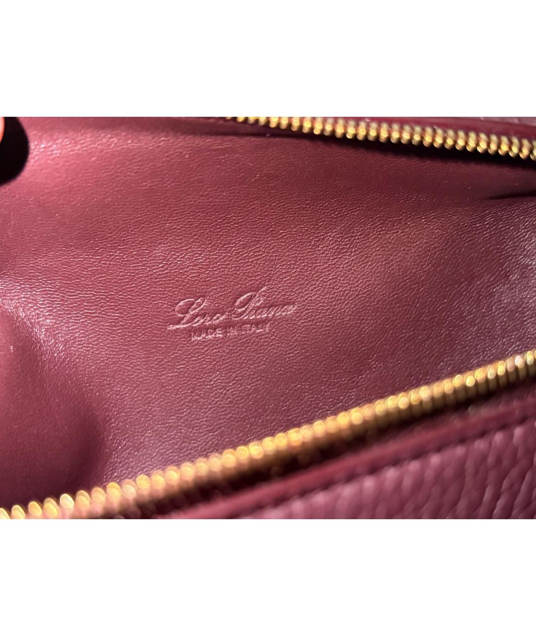 LORO PIANA Бордовая кожаная сумка с короткими ручками, фото 4