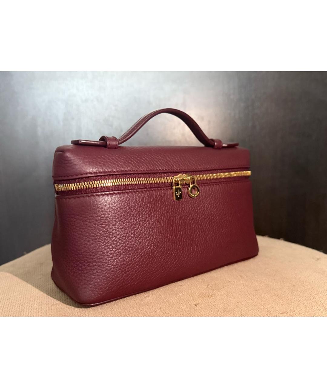 LORO PIANA Бордовая кожаная сумка с короткими ручками, фото 2