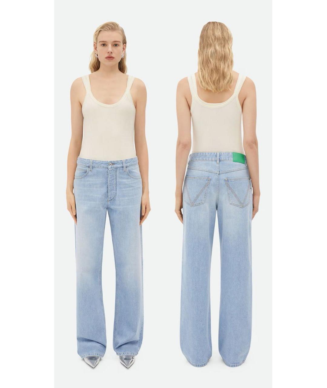 BOTTEGA VENETA Голубые хлопковые прямые джинсы, фото 4