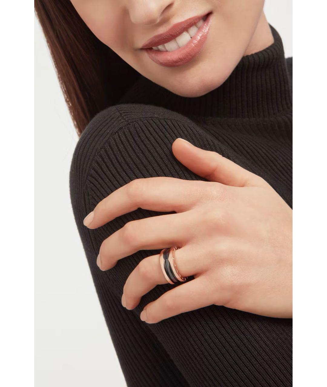 BVLGARI Черное кольцо из розового золота, фото 4