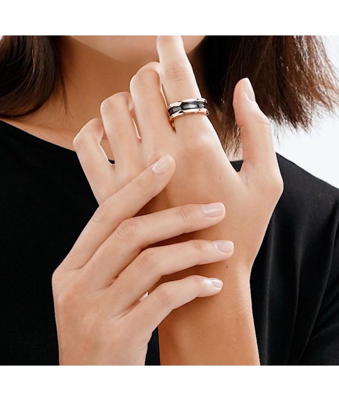 BVLGARI Черное кольцо из розового золота, фото 5