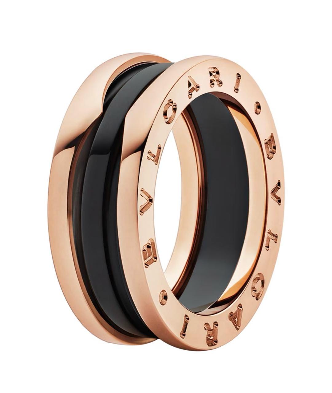 BVLGARI Черное кольцо из розового золота, фото 1