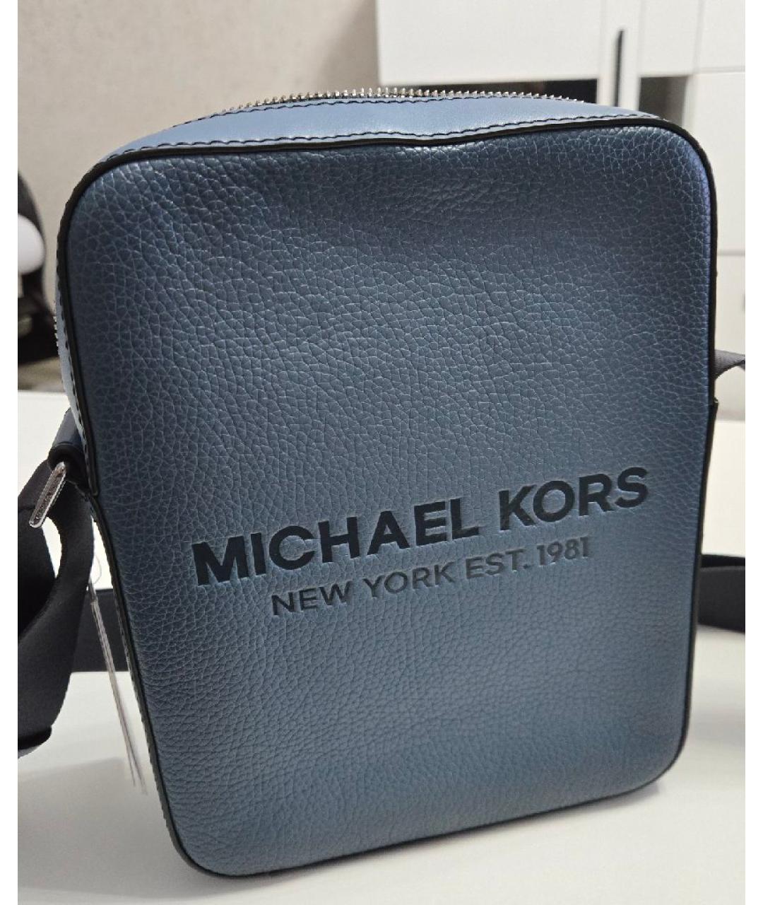 MICHAEL KORS Голубая кожаная сумка на плечо, фото 2